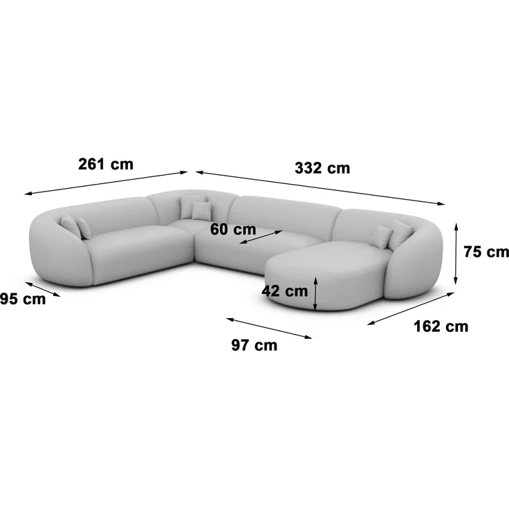Polster Wohnlandschaft Sorelia XXL U-Form - Samtstoff - Schwarz - Rechts – Bild 6