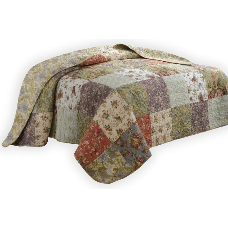 Delindo Lifestyle Tagesdecke Patchwork Biedermeier, Bettüberwurf, weich wattiert und aufwändig gesteppt für Einzel- und Doppelbetten – Bild 1