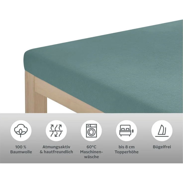 OTTO home Spannbettlaken Topper Basic, in Gr. 90x200, 140x200 oder 180x200 cm, Baumwoll-Jersey, Gummizug: rundum, (2 Stück), Baumwolle, Matratzen bis 8 cm Höhe, Bettlaken, Spannbetttuch, Laken – Bild 1