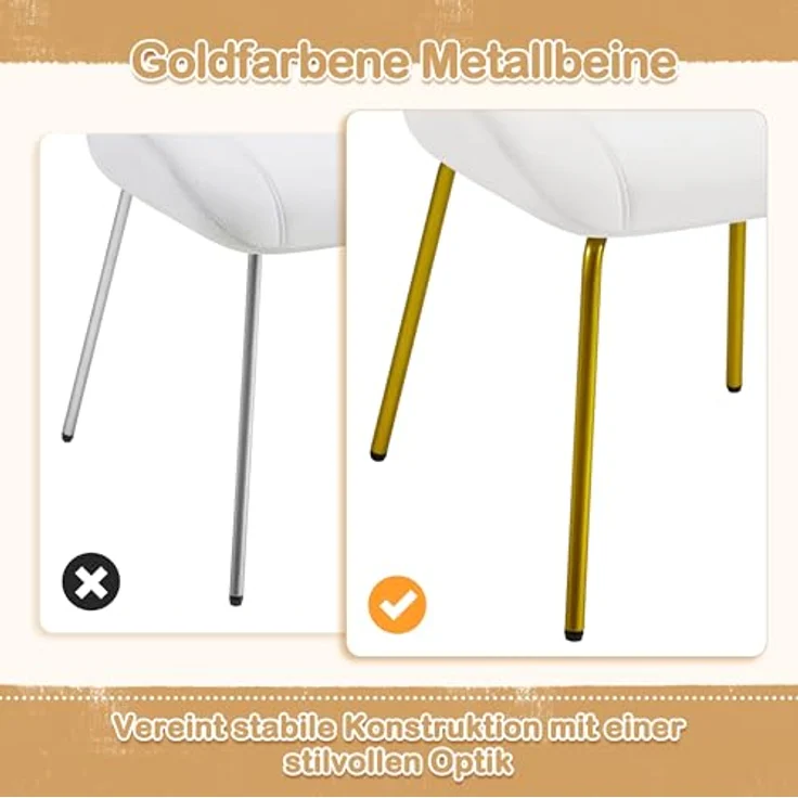 Yaheetech Sessel Loungesessel in Muschelform, Ohrensessel modern, Polsterstuhl mit Metallbeinen, Polyester, für Wohnzimmer/Schminktisch/Schlafzimmer, Weiß – Bild 8