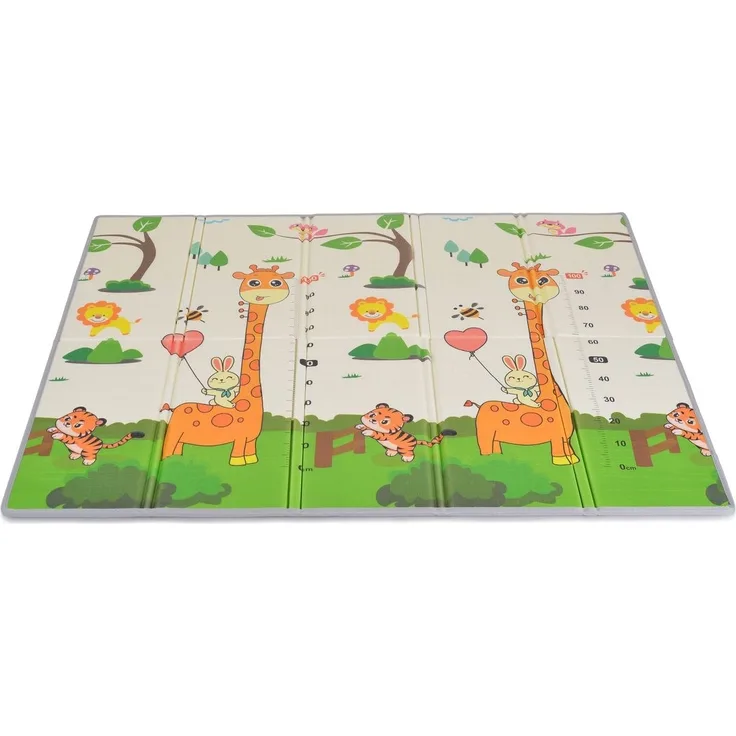 Moni Spielmatte XXL Jungle faltbar, 200 x 180 cm, Thermomatte, wasserdicht bunt