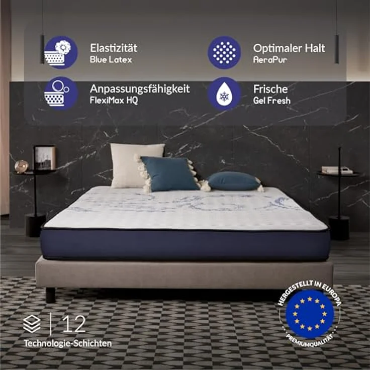 naturalex | Perfectsleep | Matratze 80x190 cm | Memory und Blue Latex-Technologie Extra Komfort HR | Perfekter Halt mit Atmungsaktivem Schaumstoff | Ergonomisch Entspannend und Hypoallergen – Bild 4