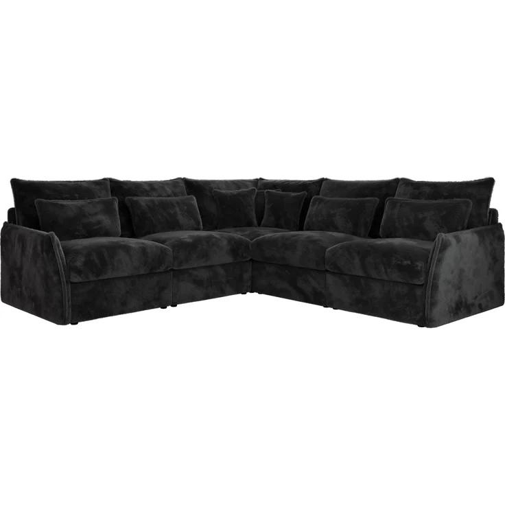 Ecksofa für Wohnzimmer, L-förmige Ecke mit losen Kissen, modular 4-Sitzer couchgarnitur - VERSO - Dunkelgrau Plüschstoff – Bild 5