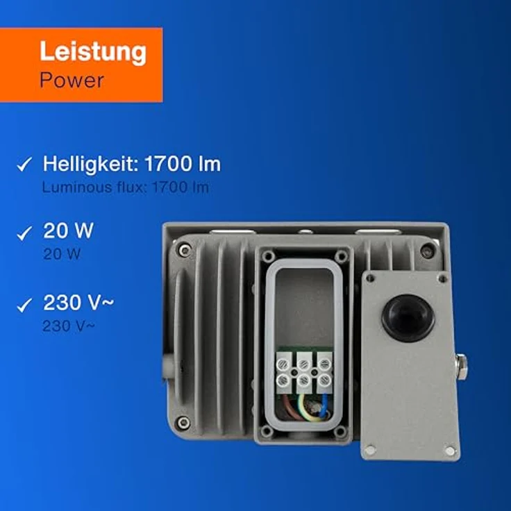 REV LED Strahler für außen FLARE - IP65, LED Leuchte 20W, 1700 Lumen, 6500K – Outdoor Beleuchtung - ideal für Hofeinfahrten, Garagen & Hauseingänge, silber – Bild 7