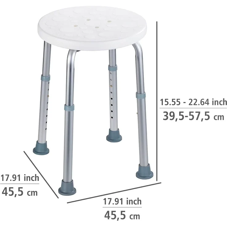 WENKO SECURA Badhocker, höhenverstellbar, 120 kg Tragkraft, für Dusche und Wanne – Bild 3
