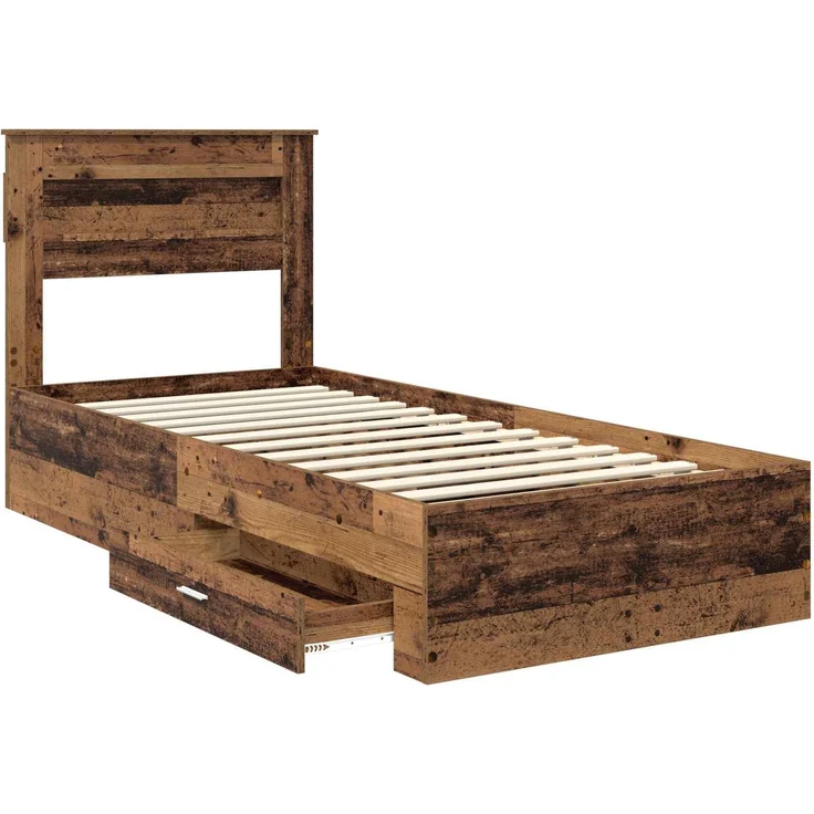 vidaXL Bettrahmen mit Kopfteil Altholz 100 x 200 cm Holzwerkstoff 3410025 – Bild 4