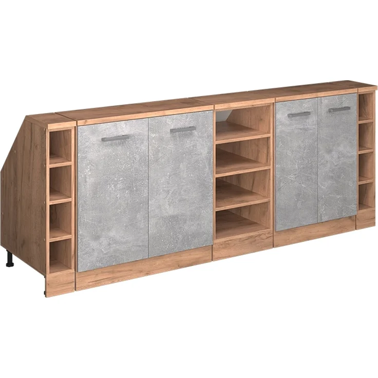 Küchenschrank für Dachschrägen R-Line Beton 210 cm 5er Set Schrankkorpuss 60 cm Tiefe Vicco – Bild 1