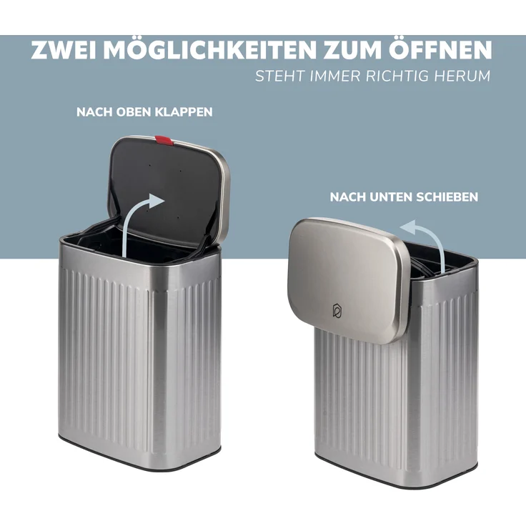 eluno Mülleimer Küchen- und Badabfalleimer, 8 Liter, Edelstahloptik – Bild 5