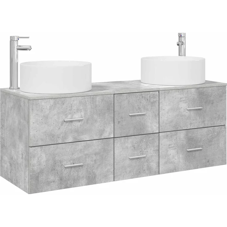 vidaXL Badezimmerschrank-Set 3 stk. Betongrau 129 x 44,5 x 80 cm 3405958 – Bild 2
