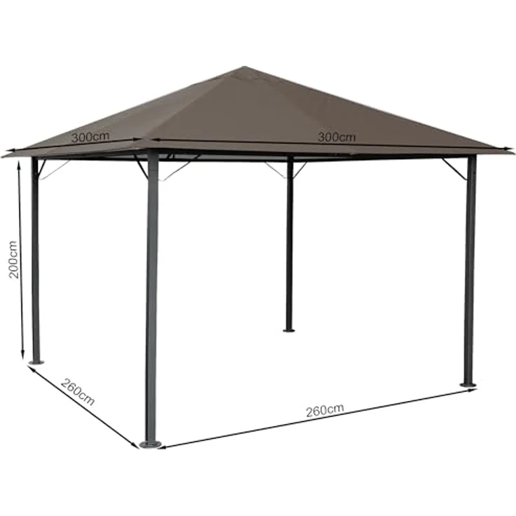 QUICK STAR Metall Garten Pavillon Nizza 3x3m Antik Partyzelt, wasserabweisendes Dach, Taupe RAL 7006, 4 Seitenteile mit Reißverschluss – Bild 2