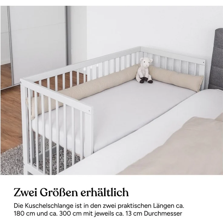 Ehrenkind Nestchenschlange Bettschlange aus 100% Bio-Baumwolle, Schutz und Geborgenheit, (Kuschelschlange, Bettumrandung Babybett), Bettschlange Baby – Bild 3