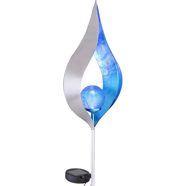LED Solar-Steckleuchte, silber-blau, Flammen-Optik, H 90 cm – Bild 8