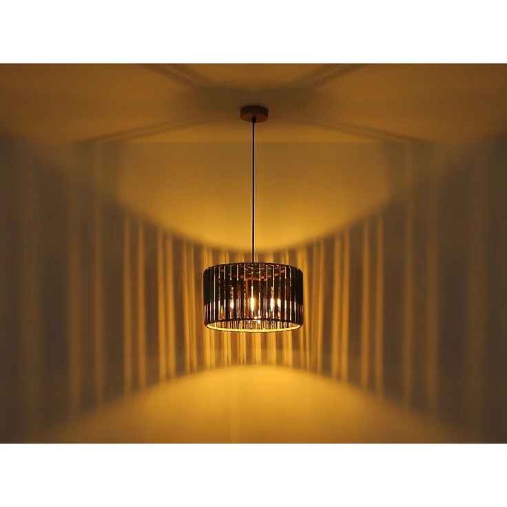 Hängeleuchte, Holzoptik, Kristall rauch, H 120 cm – Bild 9