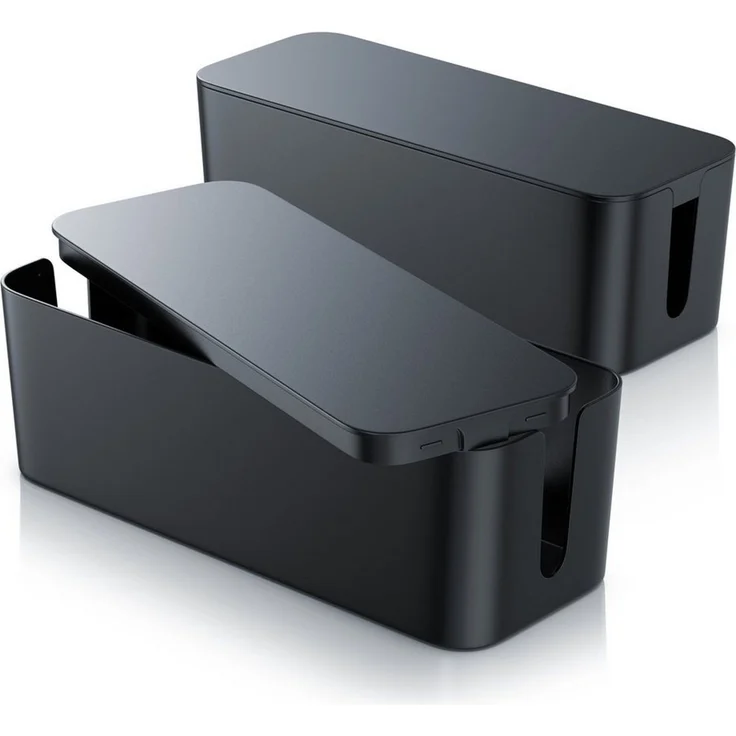 BEARWARE Kabelbox Kabel Box mit Gummifüßen - Kabelmanagement / dezente Optik / Ladebox, (2-tlg), für Steckdosenleiste, Ladegeräte und Kabel, Schutz für Kinder – Bild 1