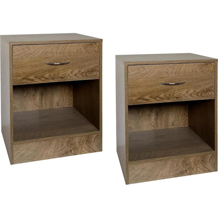 HTI-Living Nachttisch 2er Set Thekla Eiche, mit Schublade und Regalfach, Höhe 50 cm, Breite 40 cm