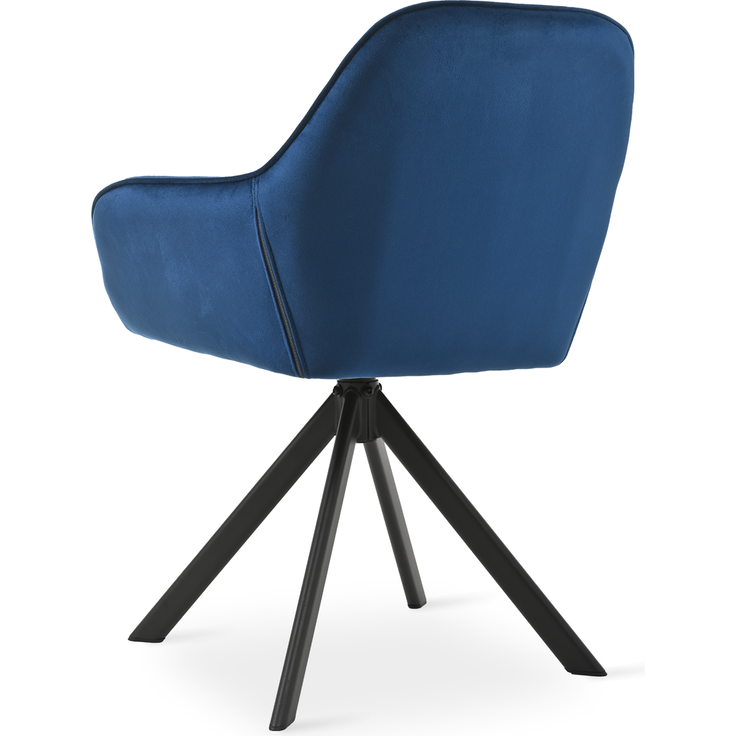 GOEURVANT 1370 Esszimmerstühle 4er-Set mit Armlehnen, 360° Drehbar, Samt - Preußischblau – Bild 5
