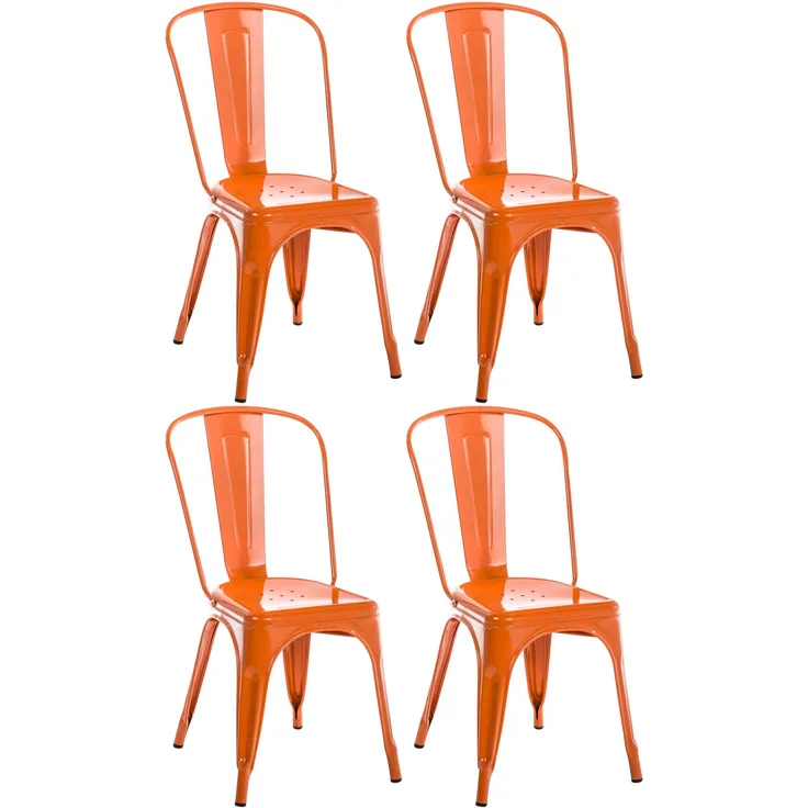 CLP 4er Set Stühle Benedikt aus Metall bis 200 kg belastbar stapelbar,orange