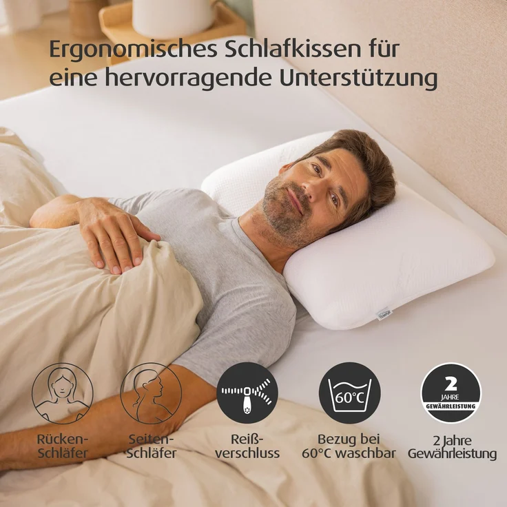 TEMPUR® Symphony ergonomisches Memory Foam Schlafkissen in S(63 x 43 x 14 cm) – Bild 2