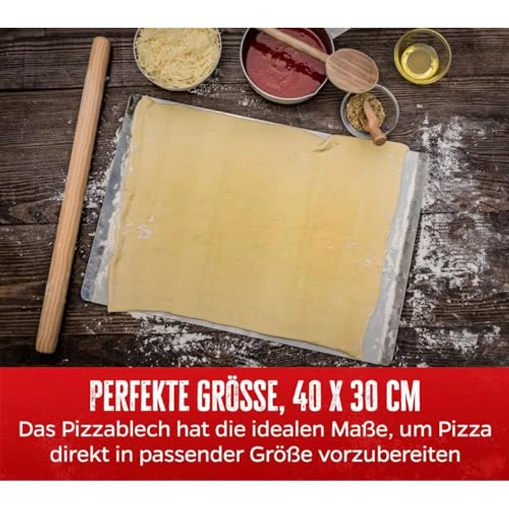 Grillfürst Aromaplanke Grillfürst Pizzablech Edelstahl, eckig, 40 cm x 30 cm – Bild 3