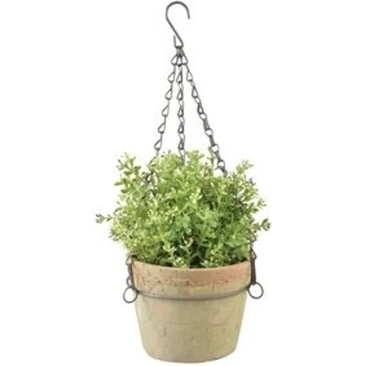 Aged Terracotta Topf mit Metallhalter zum aufhängen – Bild 4