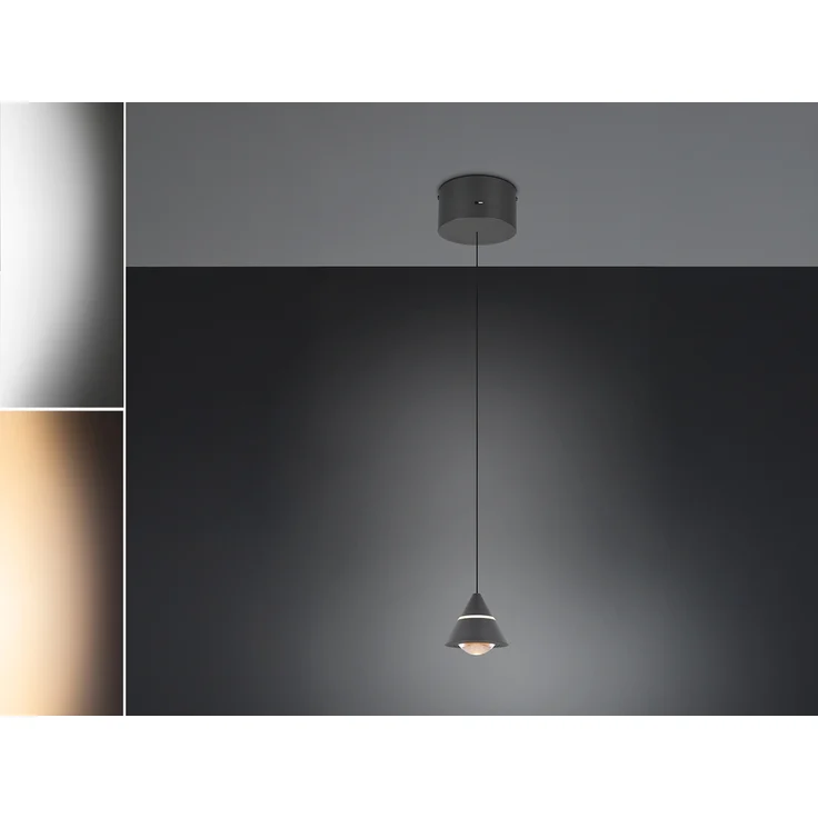 Kleine LED Pendelleuchte ROMEO höhenverstellbar, einflammig, Schwarz Ø 10cm – Bild 3