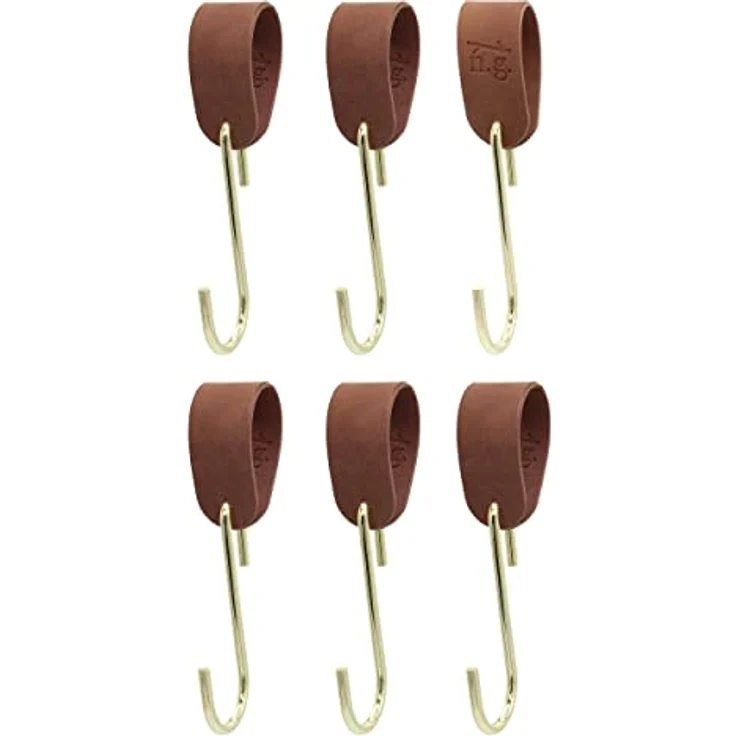 Natural Goods Berlin Garderobenhaken Schlaufe (6 St), Veganes PU Kunstleder Handtuch- Manetlhalter Kleideraufhänger S-Haken – Bild 3