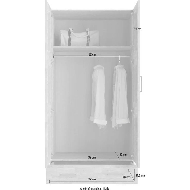 OTTO home Kleiderschrank Sabrina, 97x60x200cm, natürlicher Landhausstil teilmassiv, Buche oder Eiche, FSC-zertifiziert, Metallgriffe – Bild 3
