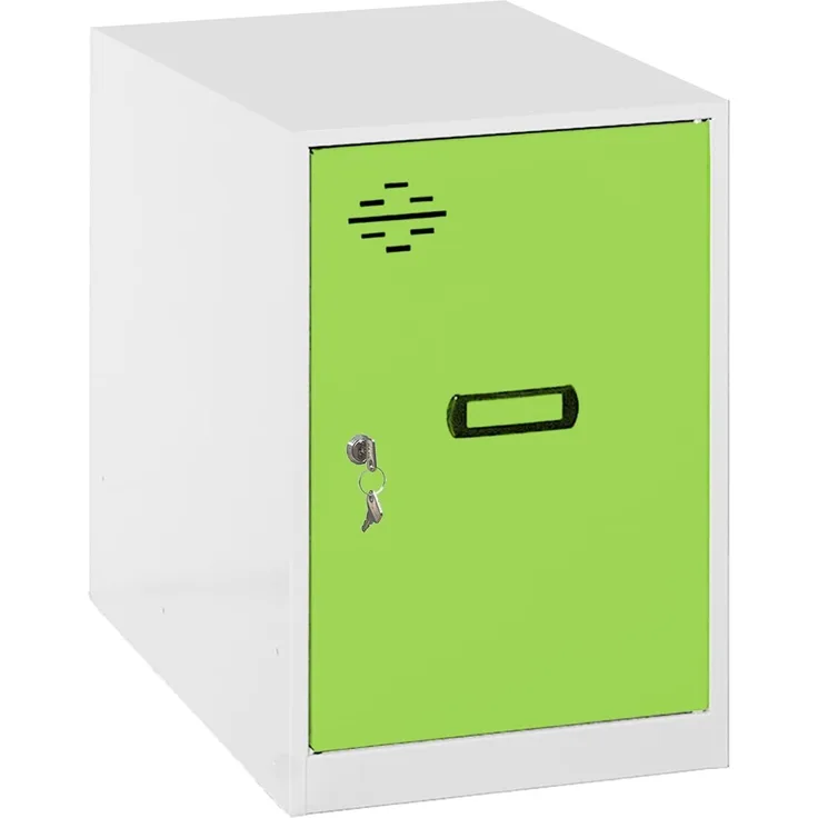 Simon Rack Simonlocker Kommode, klein, 475 x 400 x 500 mm, Amario aus Metall, inkl. Schlüssel, Weiß/Grün