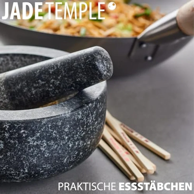 JADE TEMPLE Einweg Essstäbchen aus Bambus, 24 cm, mit asiatischer Verzierung, geschmacksneutral, 10 Paare pro Vorteilspackung, 24.5 x 14 x 6 cm, Braun – Bild 3