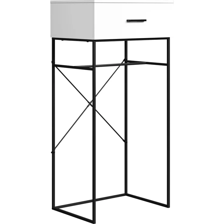trendteam smart living - Strike - Beistelltisch - Weiß/Schwarz - Wohnzimmertisch auf robustem Metallgestell - (BxHxT) 60 x 132 x 48 cm - praktische Schublade – Bild 2
