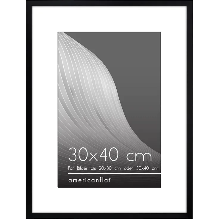 Americanflat Bilderrahmen 30x40 cm Schwarz - Bilderrahmen 20x30 cm mit Passepartout - Fotorahmen mit bruchsicherer Scheibe
