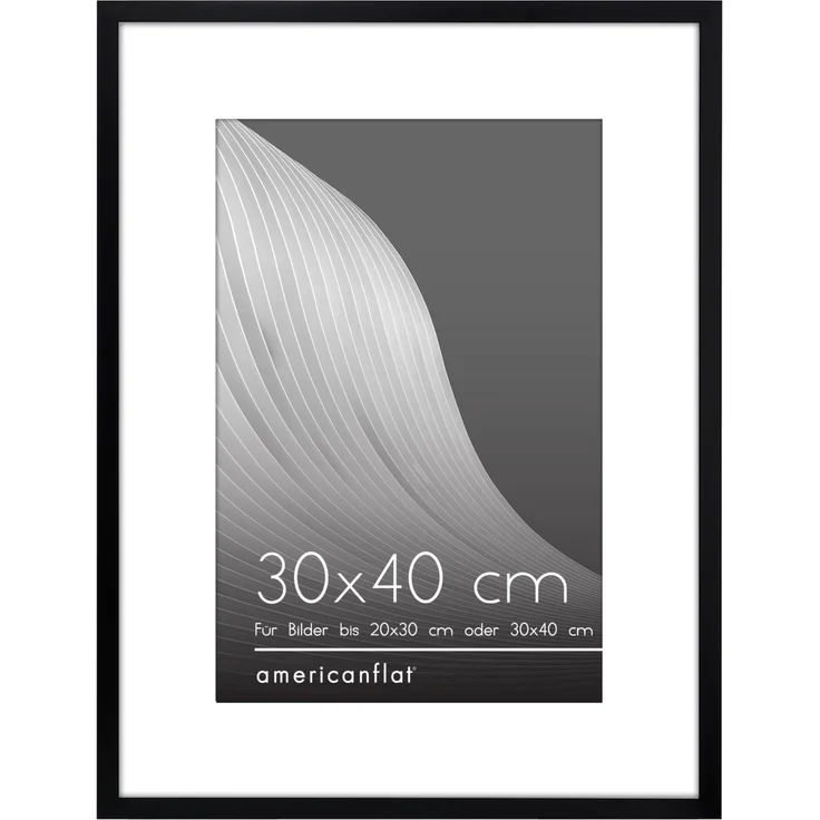 Americanflat Bilderrahmen 30x40 cm Schwarz - Bilderrahmen 20x30 cm mit Passepartout - Fotorahmen mit bruchsicherer Scheibe