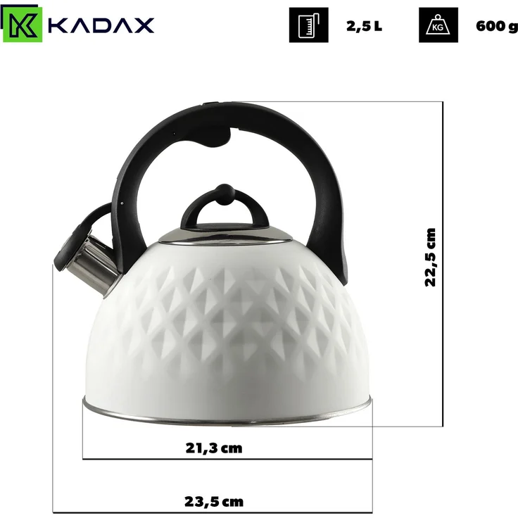 KADAX Stahlkessel 2,5 l, Induktion, Gaspfeife mit Griff, traditionell – Bild 2