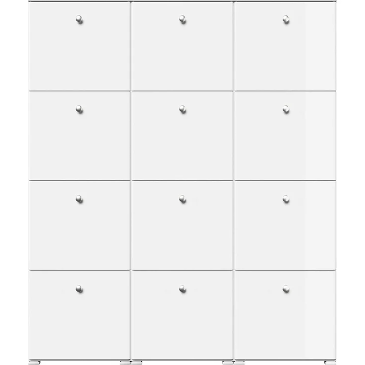 Schuhschrank XXXL Comfort 12 Klappen 48 Paar 160x187 cm Weiss-Weiss Hgl : Weissmatt / Weiss hochglanz – Bild 7