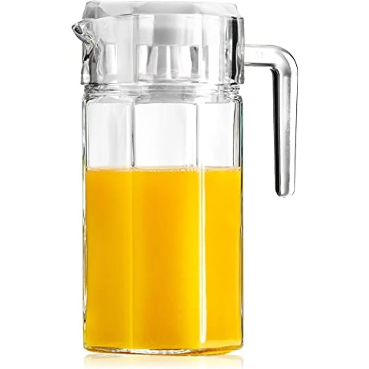 Vilde Glaskaraffe Mit Deckel 1,5 L - Hochwertiger Wasserkrug Aus Transparentem Glas - Praktischer Griff & Konturierter Ausgießer - Ideal Für Wasser/Saft- Spülmaschinenfest & Kühlschrankgeeignet – Bild 9