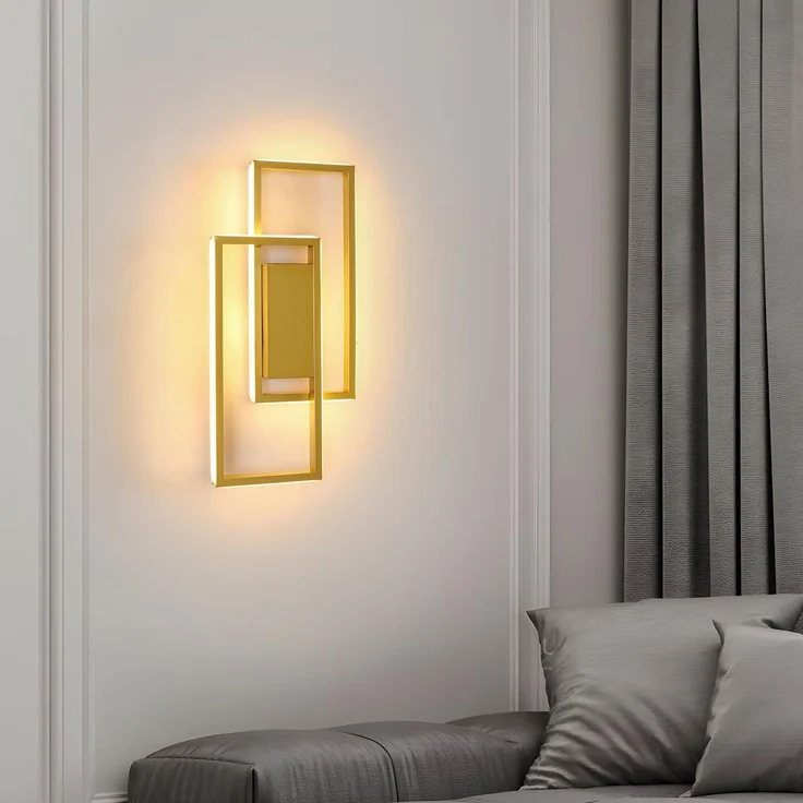 Goeco Wandleuchte LED Innen Gold, 28W Moderne Wandlampe im Quadrat-Design, Warmweiß 3000K Wandbeleuchtung Aluminium für Wohnzimmer, Flur, Korridor und Schlafzimmer – Bild 1