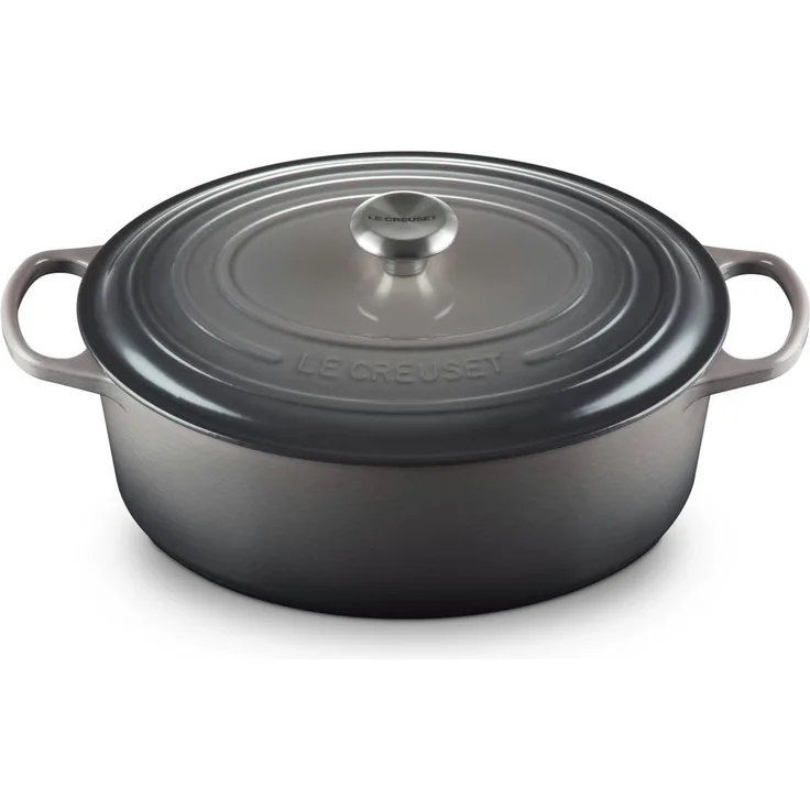 LE CREUSET Bräter Bräter Signature oval flint 33cm, Emailliertes Gusseisen
