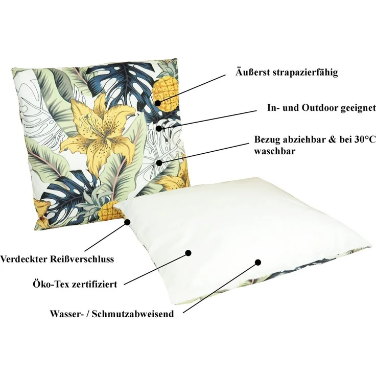 JACK Dekokissen JACK Outdoor Lounge Kissen 45x45cm mit Motiv inkl. Füllung Wasserfest, mit Lotus-Effekt, Robust, Strapazierfähig, für Innen & Außen geeignet – Bild 2