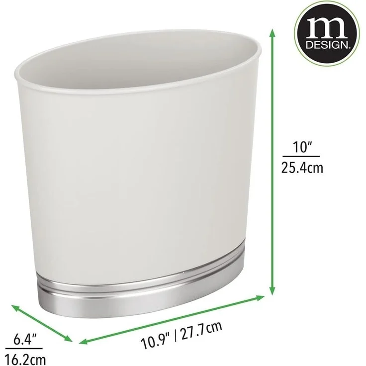 Mülleimer ohne Deckel 6 Liter Abfallsammler Papierkorb mDesign Hellgrau/Silber – Bild 2