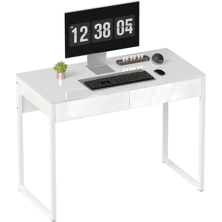 HOMCOM Schreibtisch, Stahl, MDF, Weiß, 100 x 50 x 75 cm – Bild 1