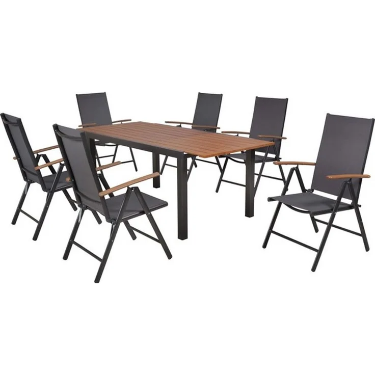 MERXX Garten-Essgruppe Valenza, (Set, 7-tlg), inkl. 6 Klappsessel, 1 Ausziehtisch – Bild 4