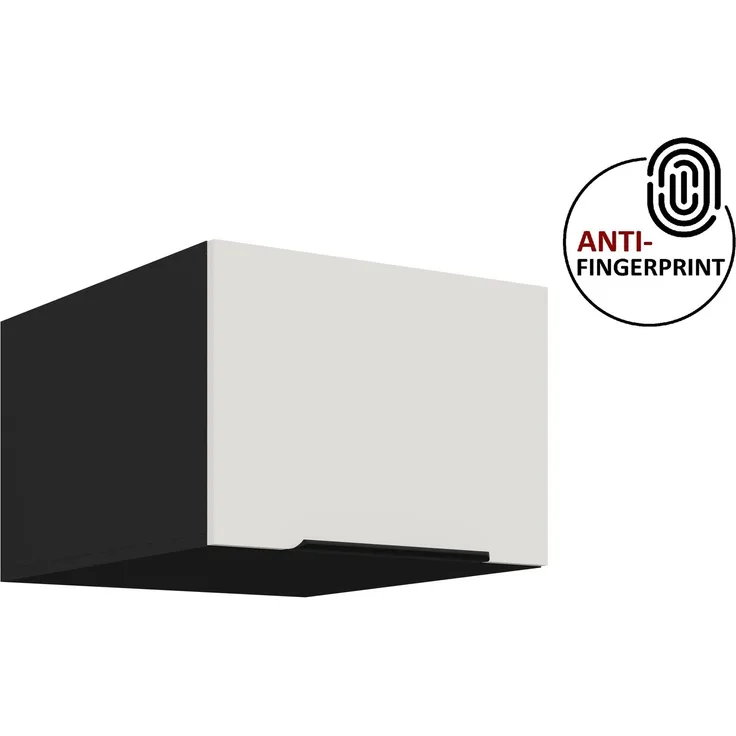 Küchen Aufsatzschrank 50 cm ARIA Weiss ultra matt + Schwarz matt, hochwertige Fronten mit Anti Fingerprint Beschichtung Küchenzeile Küchenblock