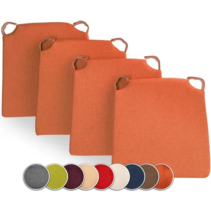 sunnypillow Stuhlkissen 4er Set Kissen Maße: 42 (vorne), 35 (hinten) x 40 x 5 cm