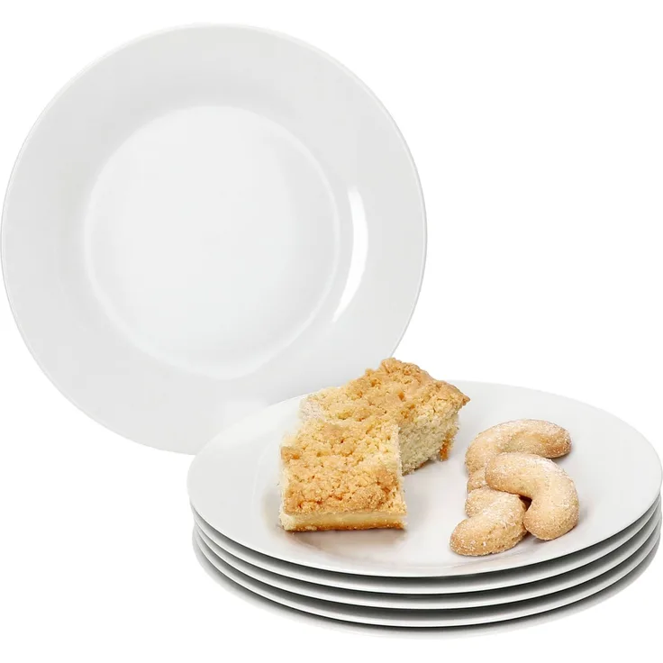 6er Set Tommy Kuchenteller weiß Porzellan 6 Personen Dessertteller