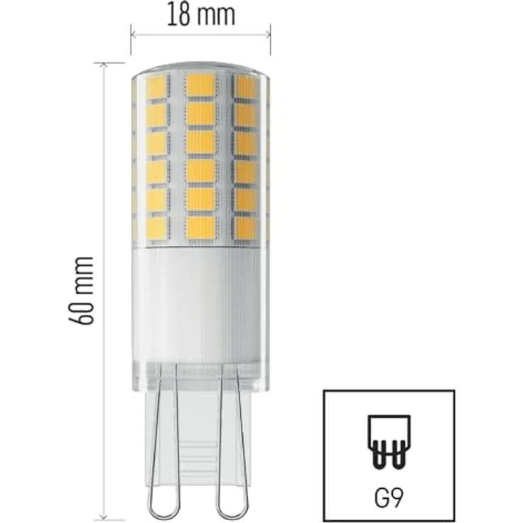 EMOS - G9 LED Lampe CLASSIC 4,3 Watt, ersetzt 48 Watt Halogenlampe - G9 Pin Lampe JC mit Helligkeit 600 Lumen - Neutralweiß 4000 Kelvin - langlebig 30000 Stunden - 300° Abstrahlwinkel - SMD LEDs – Bild 6