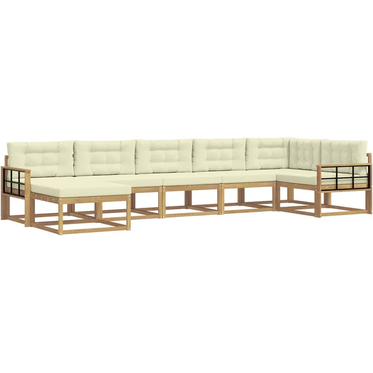 vidaXL Outdoor-Sofagarnitur 7 stk. 7-Sitzer Weiß und Creme 3386769 – Bild 2
