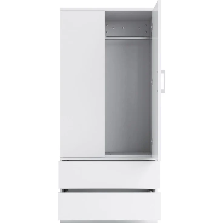 Kleiderschrank 70 x 50 x 175 cm in Weiß und Holzfarbe mit Kleiderstange und Schubladen – Bild 7