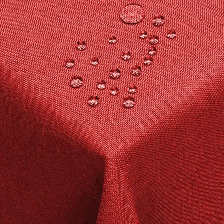DecoHomeTextil Leinen Optik Tischdecke, Rechteckig 130 x 160 cm Dunkelrot, wasserabweisend, fleckenabweisend, abwaschbar, Lotuseffekt, bügelfrei