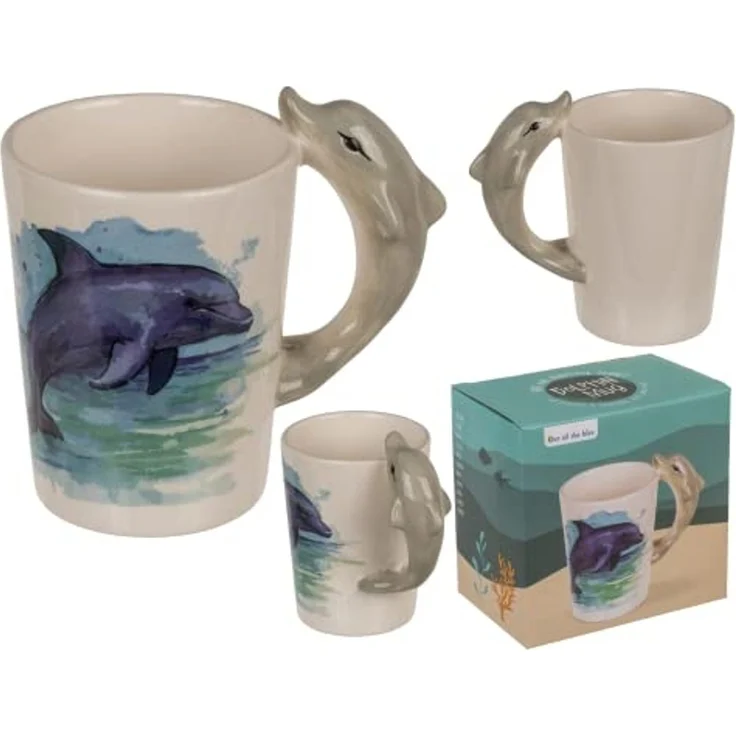 Tasse ca. 300 ml im 3D Design Meereswelt mit verschiedenen Motiven Kaffeetasse Delfin – Bild 1