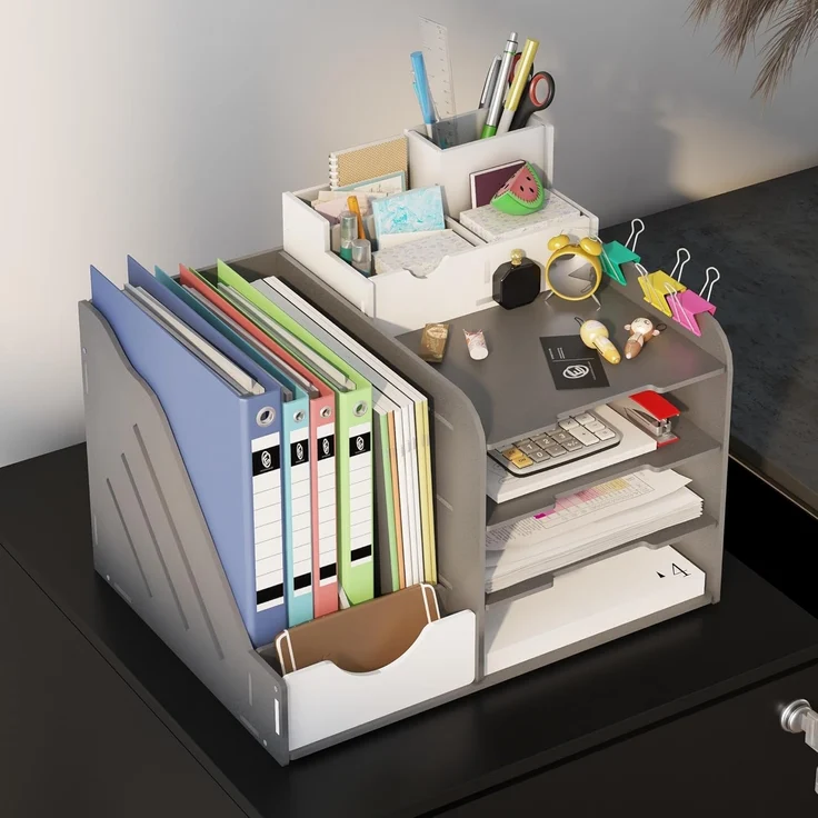 Vinsetto Rollcontainer Aktenschrank mit 2 Schubladen Druckschrank mit Rollen, (Büroschrank, 1 St, Bürocontainer), Stahl, 37 x 43,5 x 67,5 cm – Bild 9